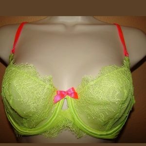 Victoria's Secret Unlined Demi Bra 36B Green/Pink